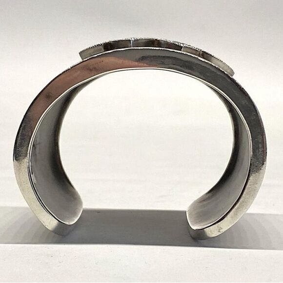 Ralph Lauren *Collection Crystal Monogram Sterling Taupe Alligator Cuff Bracelet - Picture 17 of 17